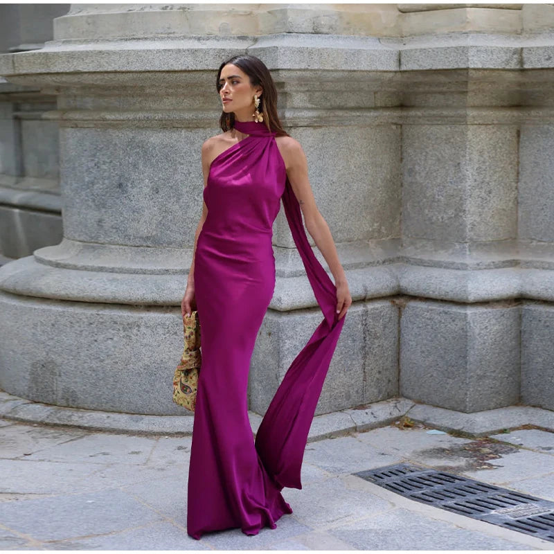 Arabella | Women's 2026 Graduation One Shoulder Satin Maxi Dress