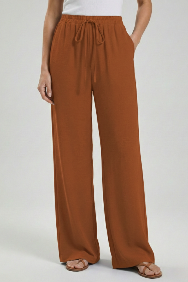 Aria | Women's Palazzo Trousers Drawstring Waist Side Pocket
