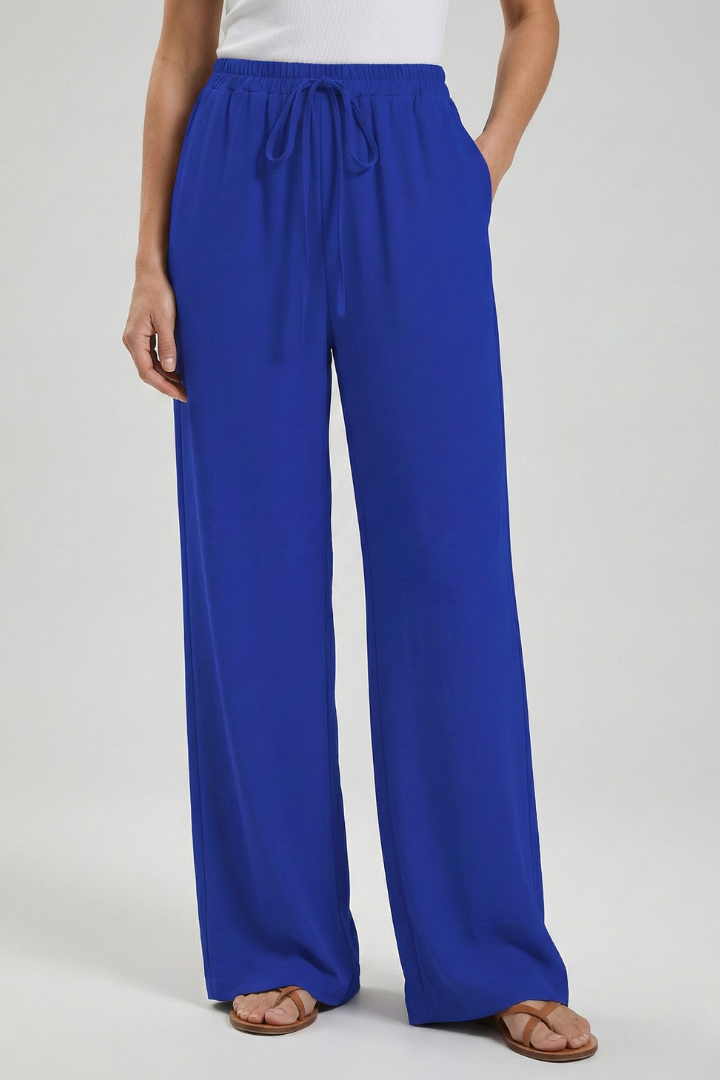 Aria | Women's Palazzo Trousers Drawstring Waist Side Pocket