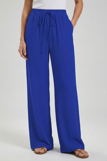 Aria | Women's Palazzo Trousers Drawstring Waist Side Pocket