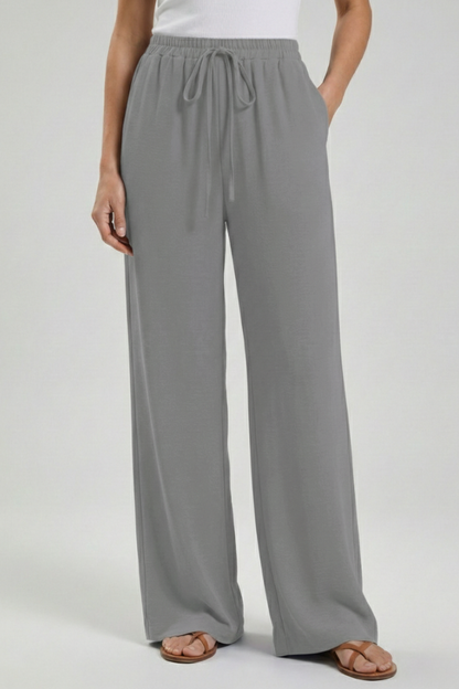 Aria | Women's Palazzo Trousers Drawstring Waist Side Pocket