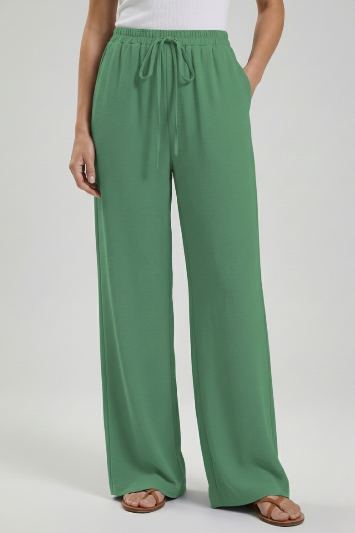 Aria | Women's Palazzo Trousers Drawstring Waist Side Pocket