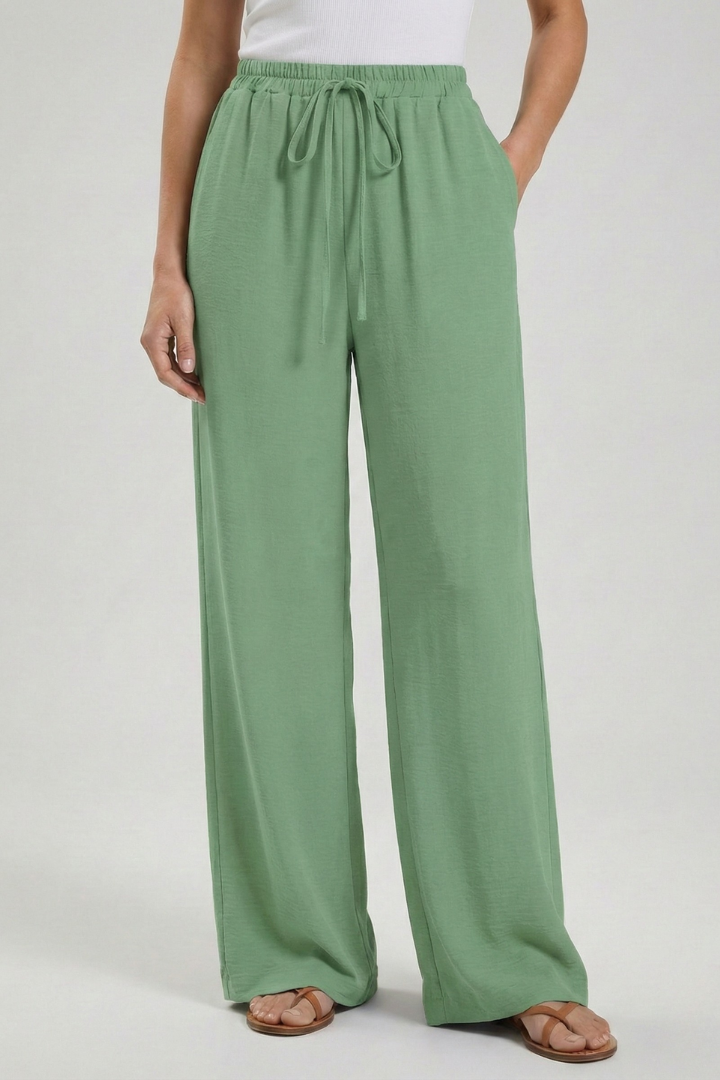 Aria | Women's Palazzo Trousers Drawstring Waist Side Pocket