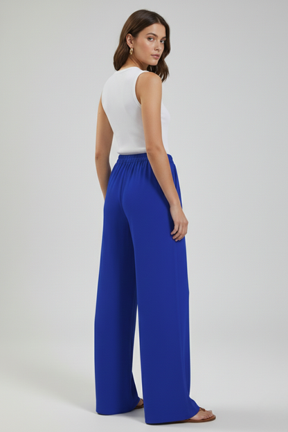 Aria | Women's Palazzo Trousers Drawstring Waist Side Pocket