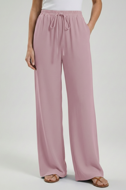 Aria | Women's Palazzo Trousers Drawstring Waist Side Pocket