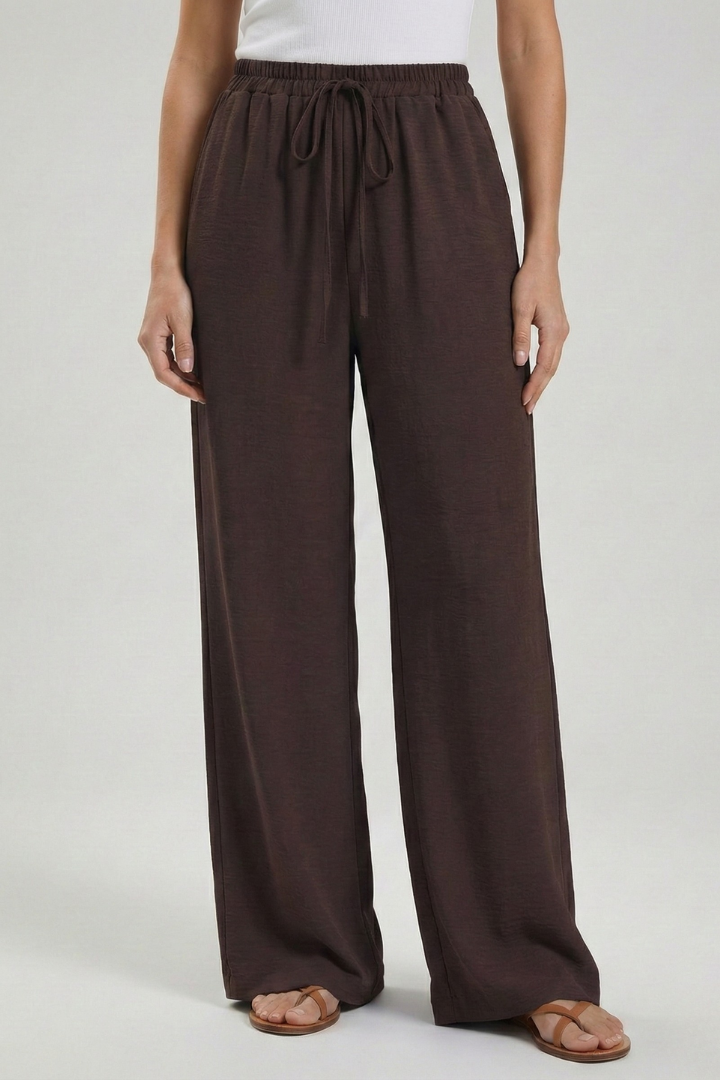 Aria | Women's Palazzo Trousers Drawstring Waist Side Pocket