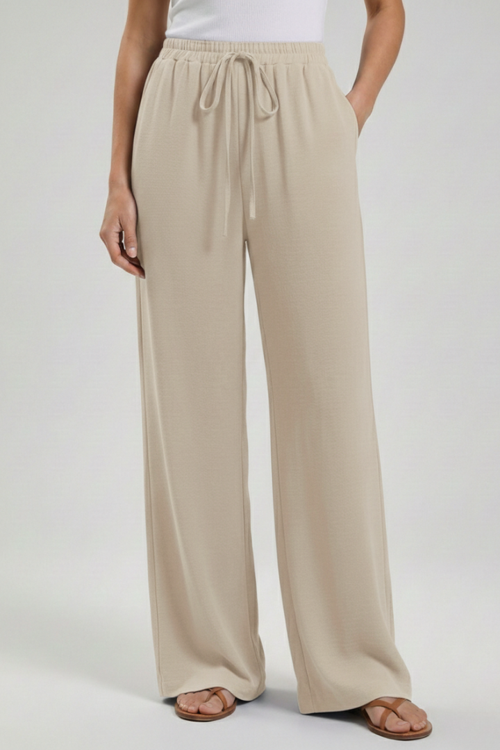 Aria | Women's Palazzo Trousers Drawstring Waist Side Pocket