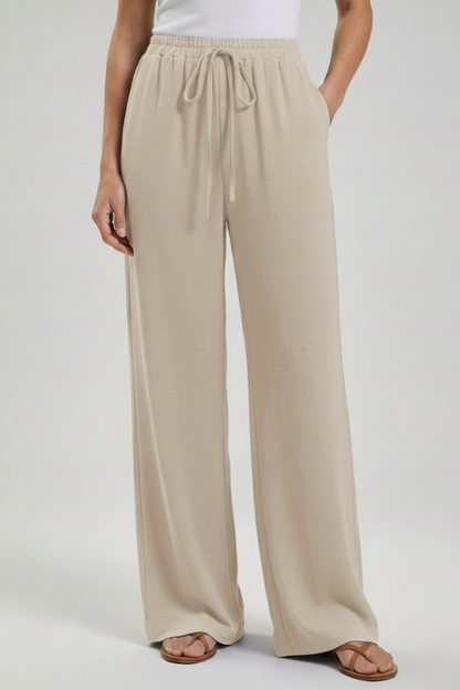 Aria | Women's Palazzo Trousers Drawstring Waist Side Pocket