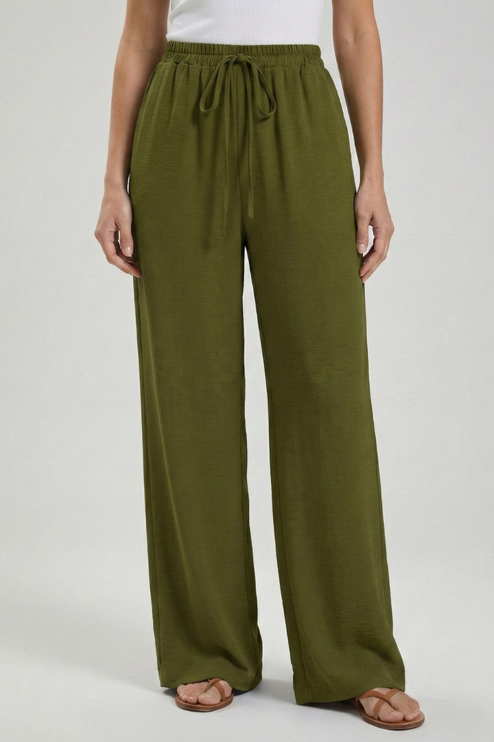 Aria | Women's Palazzo Trousers Drawstring Waist Side Pocket