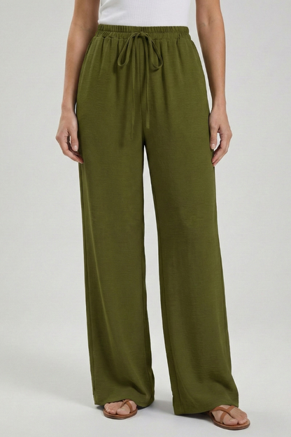 Aria | Women's Palazzo Trousers Drawstring Waist Side Pocket