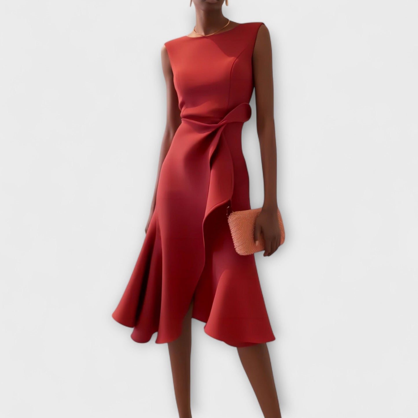 Ariane | Women Pleated Midi Dress Asymmetrical Drape