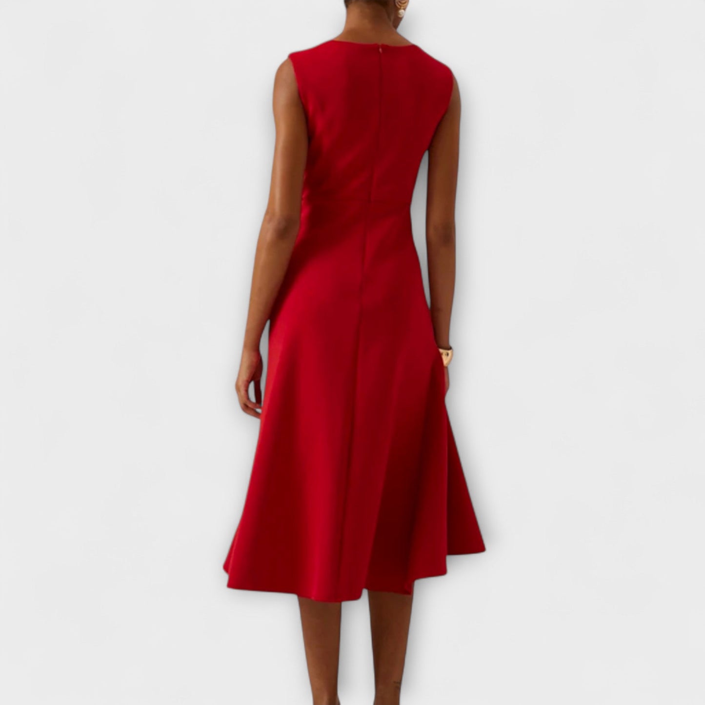 Ariane | Women Pleated Midi Dress Asymmetrical Drape