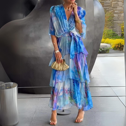 Camille | Elegant Women's V Neck Draped Cocktail Dress