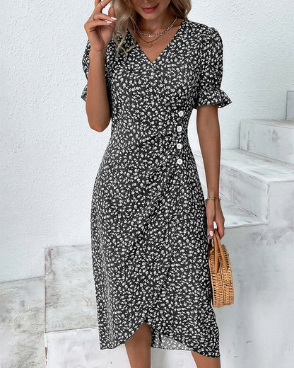Charlotte | Stylish Women's Floral V Neck Midi Dress