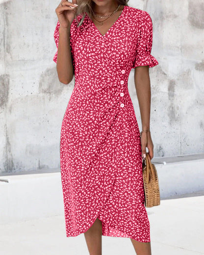 Charlotte | Stylish Women's Floral V Neck Midi Dress