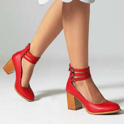 Charlotte | Stylish Women's Sandals Ankle Strap Thick Heel