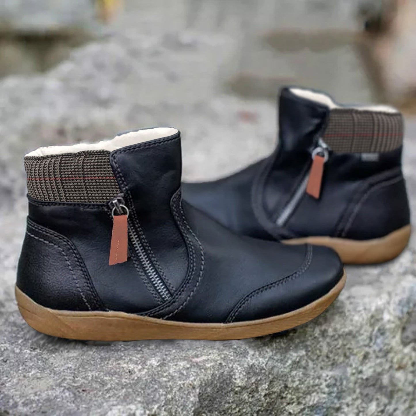 Constance | Elegant Women's Waterproof Boots Leather Zipper Ankle