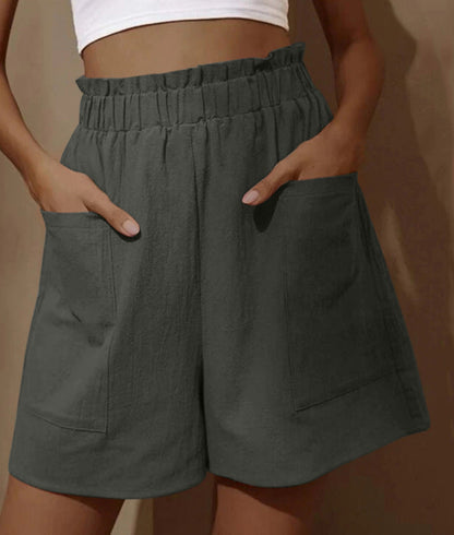 Deana | Women’s Casual Linen Shorts With Elastic Waistband