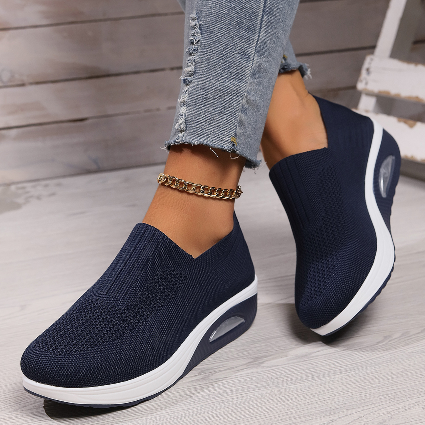 Ella | Women's Slip-On Trainers Comfortable Wedge Mesh