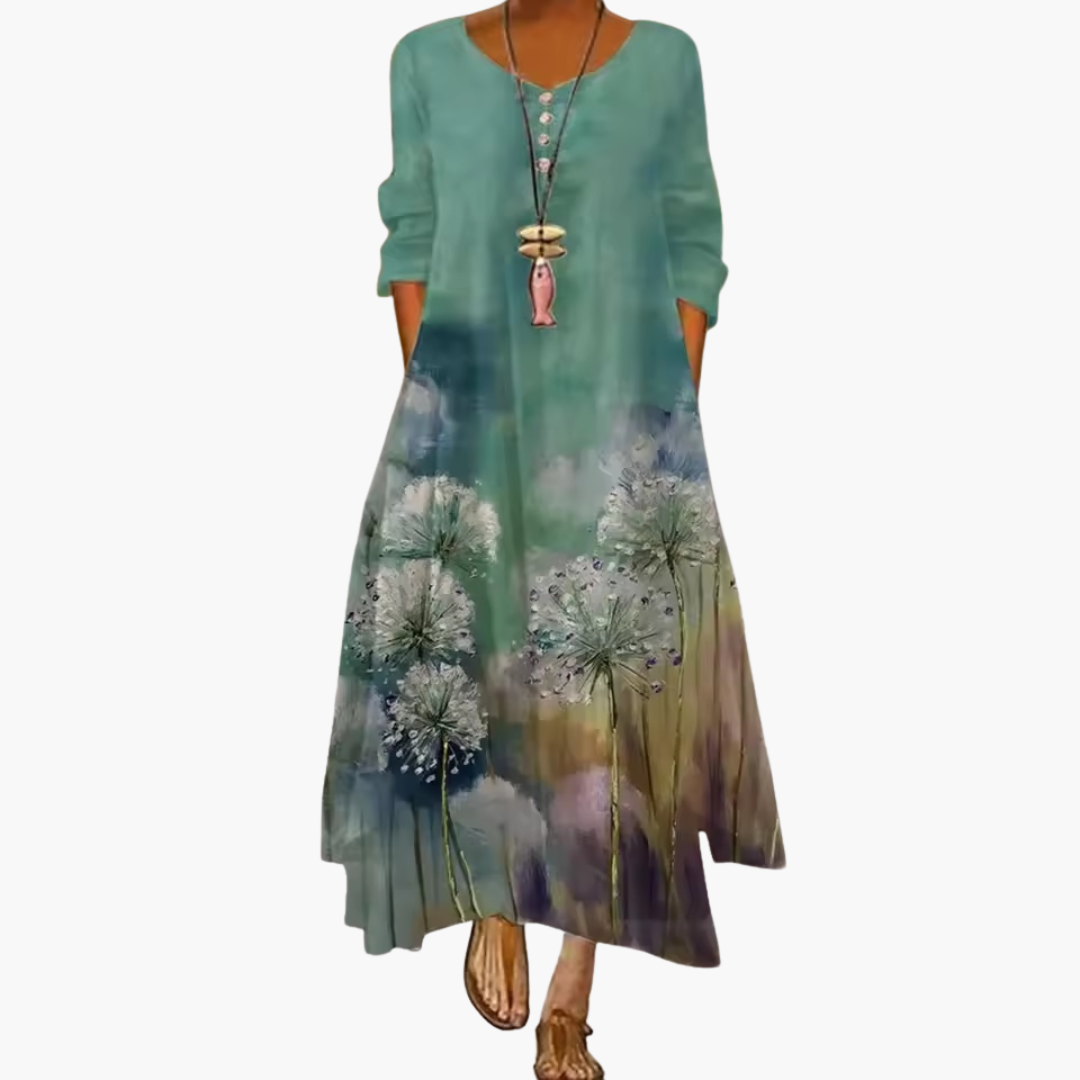 Elowen | Women's Long Sleeve Midi Summer Dress