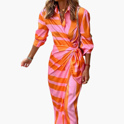 Harriet | Women's Striped  Maxi Shirt Summer Dress