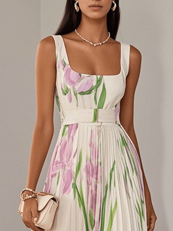 Isla | Elegant Women's A-line Pleated Maxi Dress