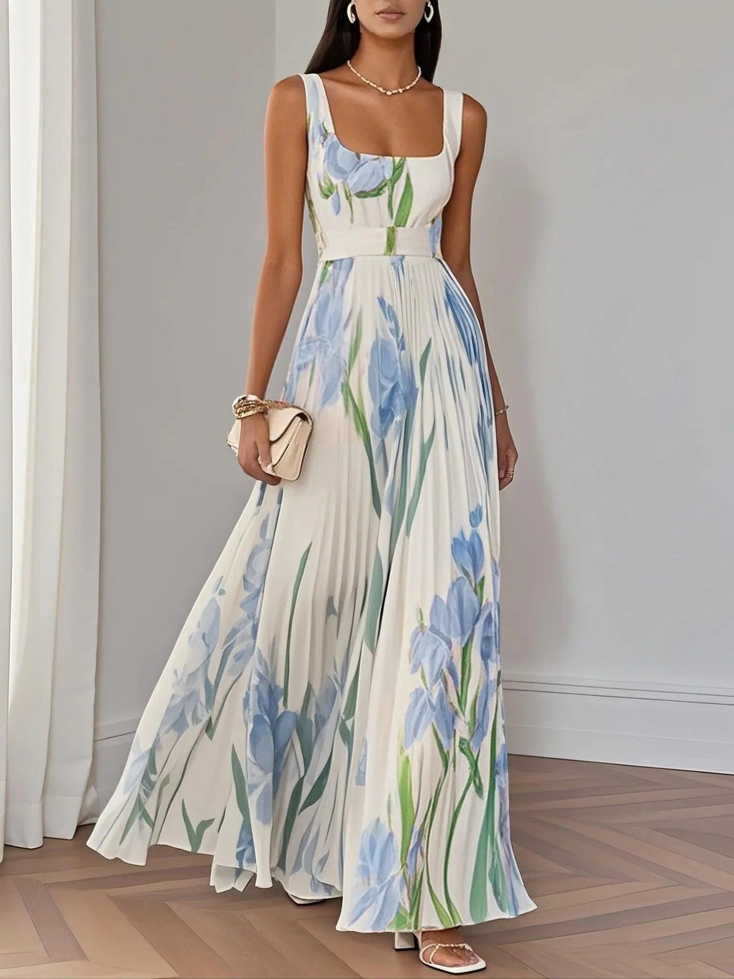 Isla | Elegant Women's A-line Pleated Maxi Dress