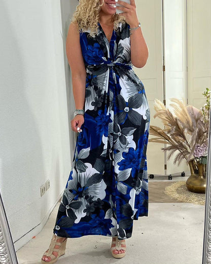 Lydia | Women's Floral Sleeveless V-Neck Summer Maxi Dress