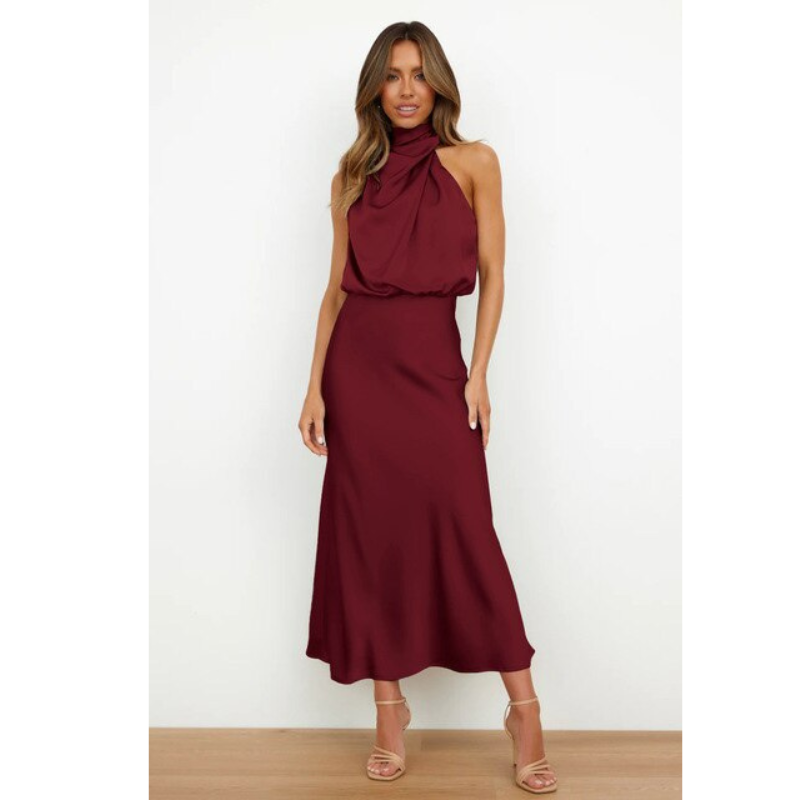 Seraphina | Women Halter Neck Evening Midi Dress Flattering Fit