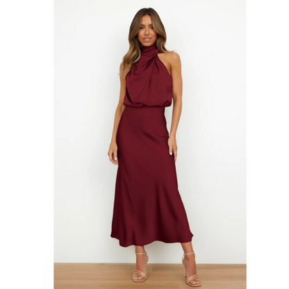 Seraphina | Women Halter Neck Evening Midi Dress Flattering Fit