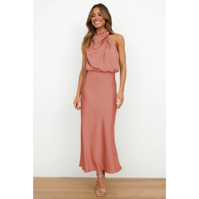 Seraphina | Women Halter Neck Evening Midi Dress Flattering Fit