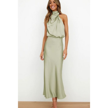 Seraphina | Women Halter Neck Evening Midi Dress Flattering Fit