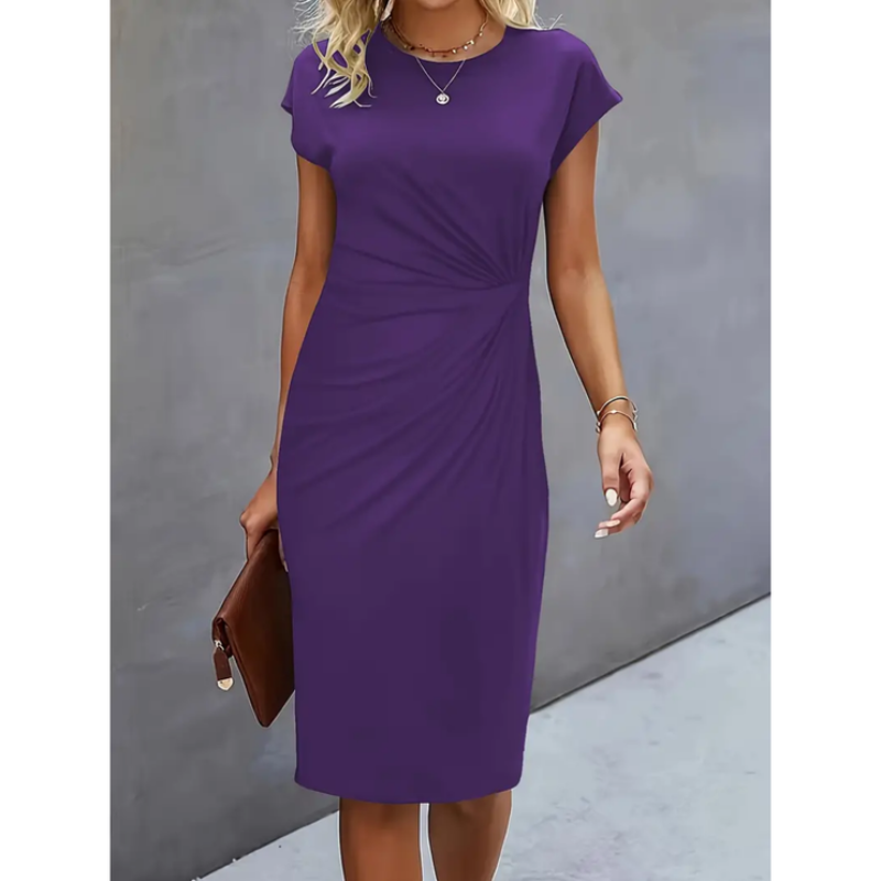 Victoria | Women Short Sleeve Formal Midi Dress Tailored Fit