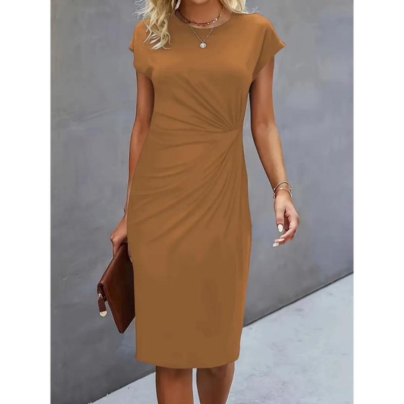 Victoria | Women Short Sleeve Formal Midi Dress Tailored Fit