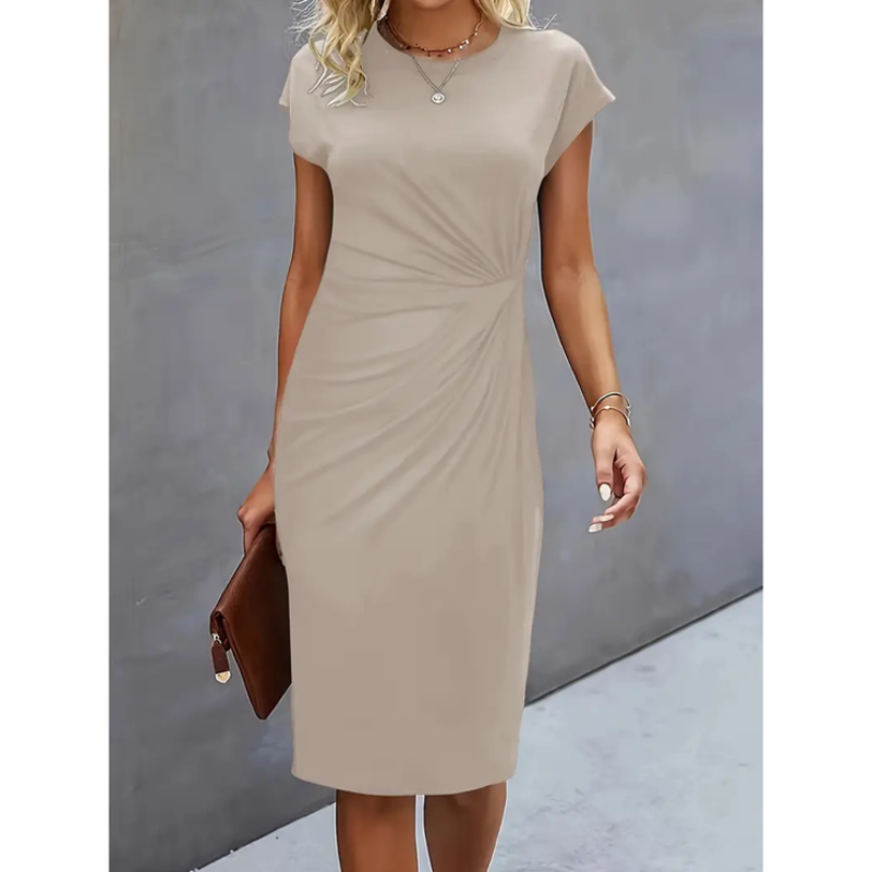 Victoria | Women Short Sleeve Formal Midi Dress Tailored Fit