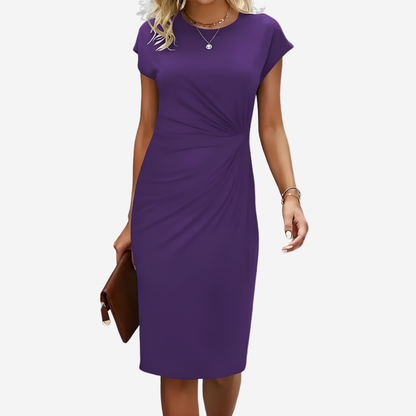 Victoria | Women Short Sleeve Formal Midi Dress Tailored Fit