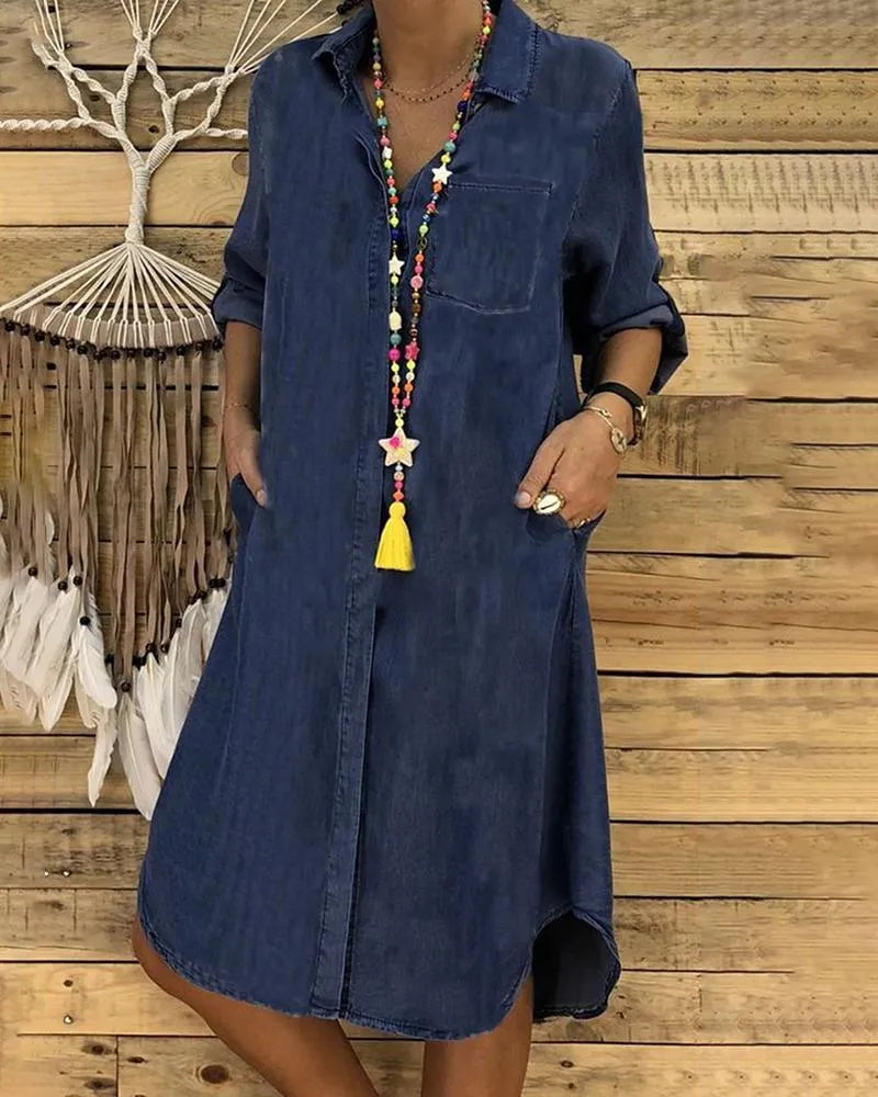 Xanthe | Stylish Women's Casual Denim Shirt Summer Dress